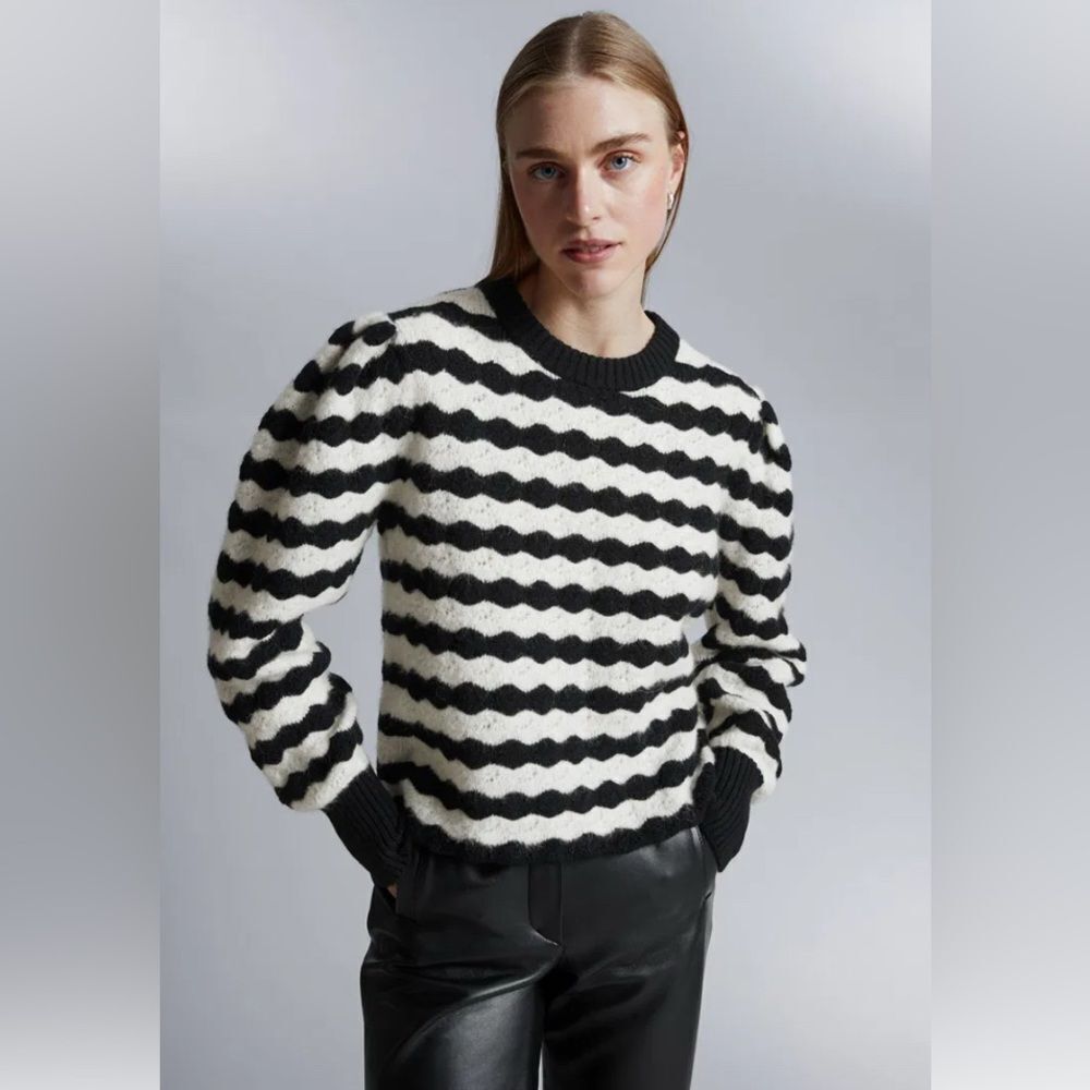 & Other Stories Scalloped Crochet Merino Jumper